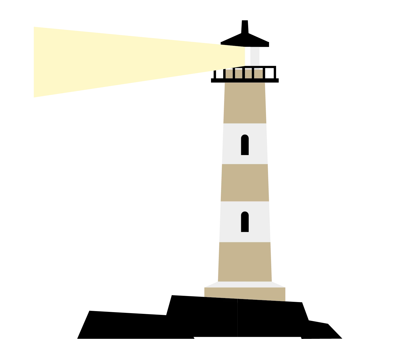 Illustration von einem Leuchtturm mit gelbem Schein