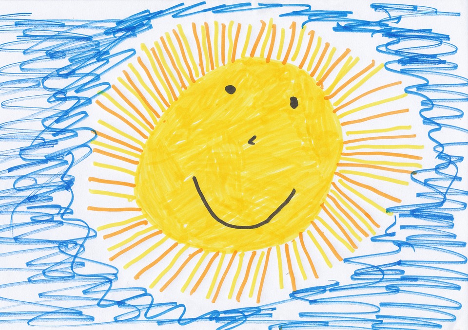 Kinderzeichnung Sonne und Himmel