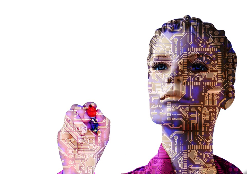 Frau als Roboter mit künstlicher Intelligenz