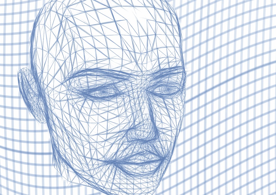 3D Modell eines Kopfes gezeichnet