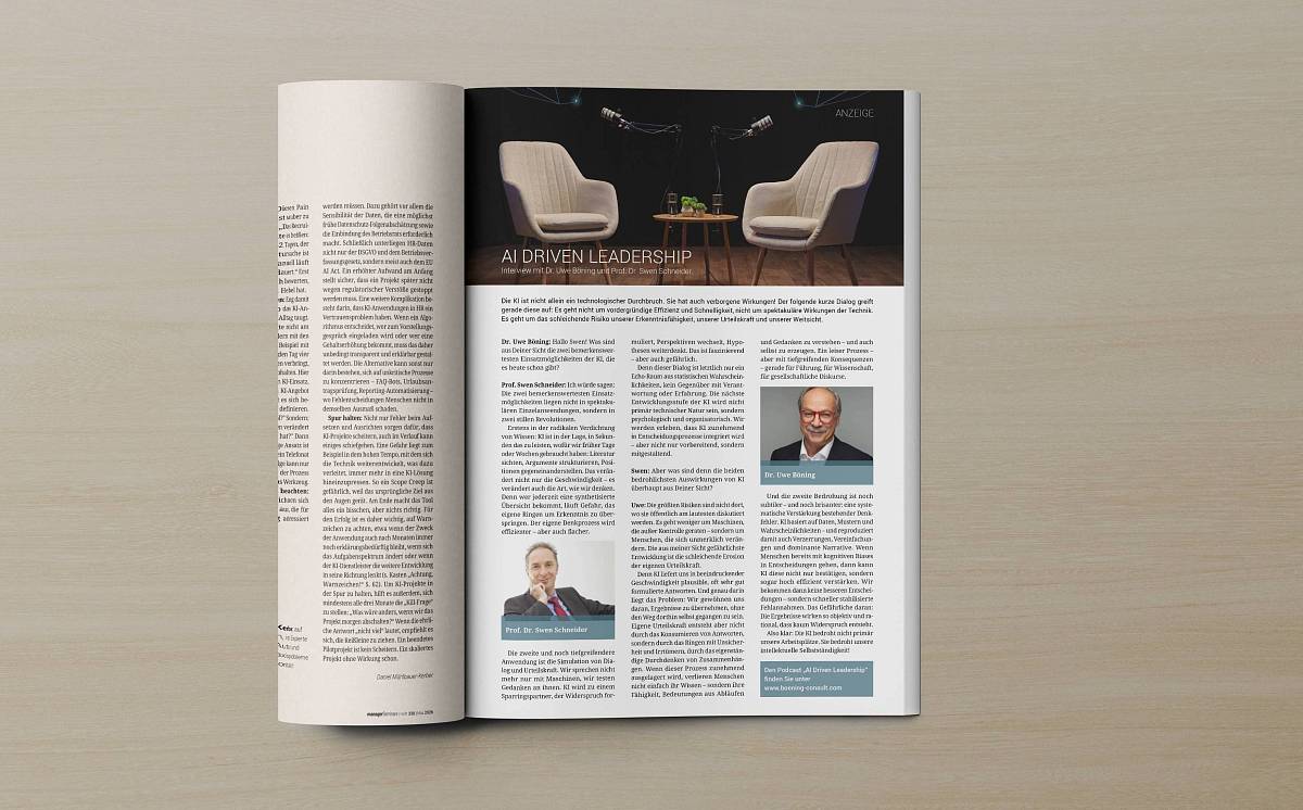 Ausschnitt aus dem managerSeminare Heft der Ausgabe Mai 2026 über AI DRIVEN LEADERSHIP
